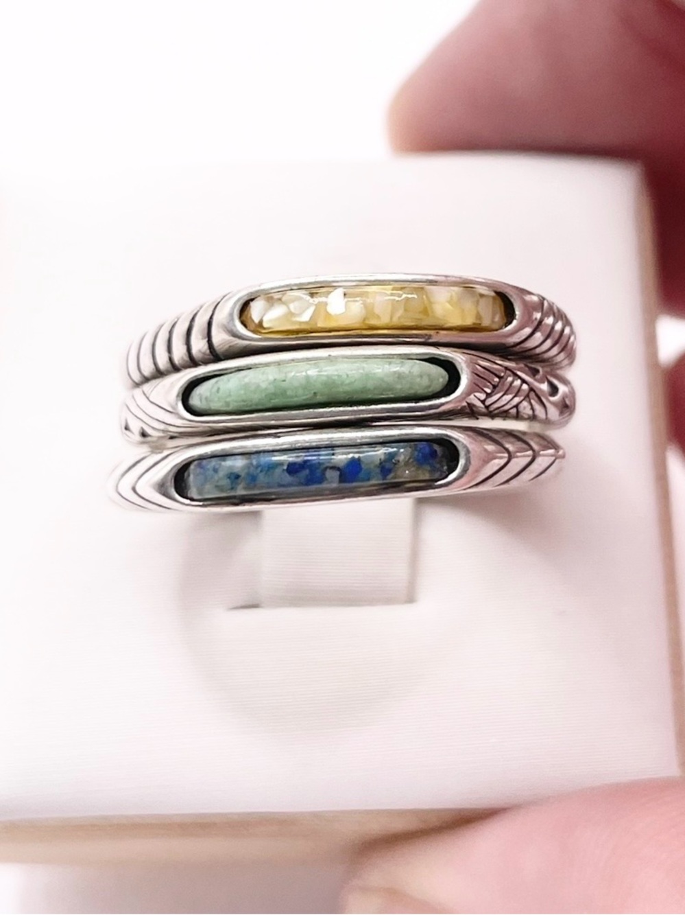 Size 8.5 vintage carolyn pollack 925 Sterling Silver Stackable Rings - Picture 4 of 10